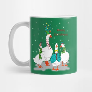 Merry Christmas Geese in pen and watercolors Mug